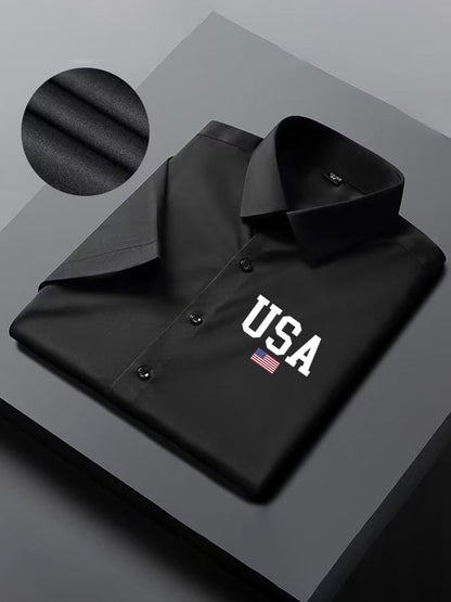 Men's Independence Day Flag Print Short Sleeve Shirt