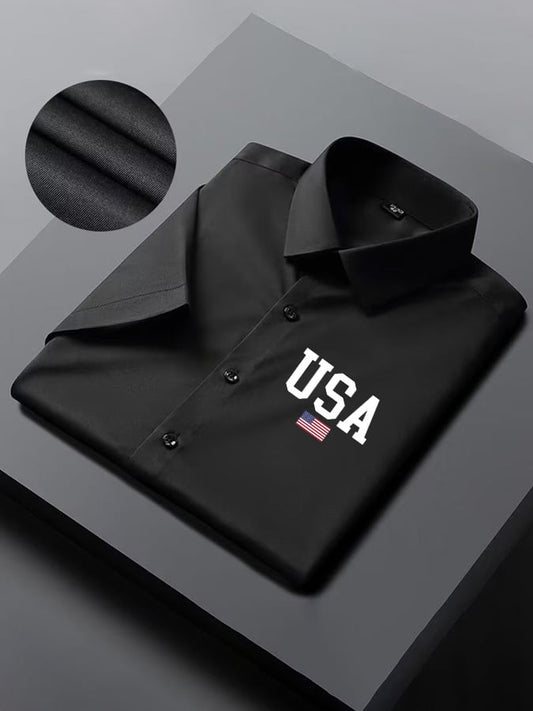 Men's Independence Day Flag Print Short Sleeve Shirt