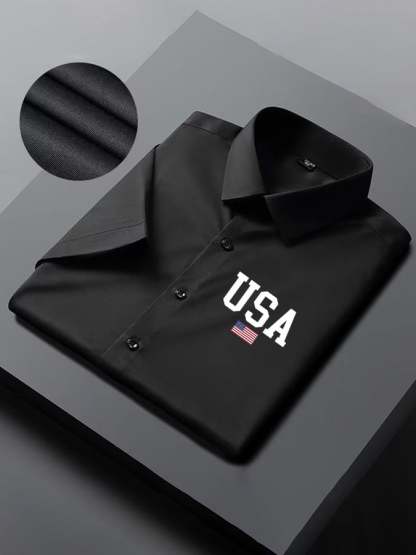Men's Independence Day Flag Print Short Sleeve Shirt