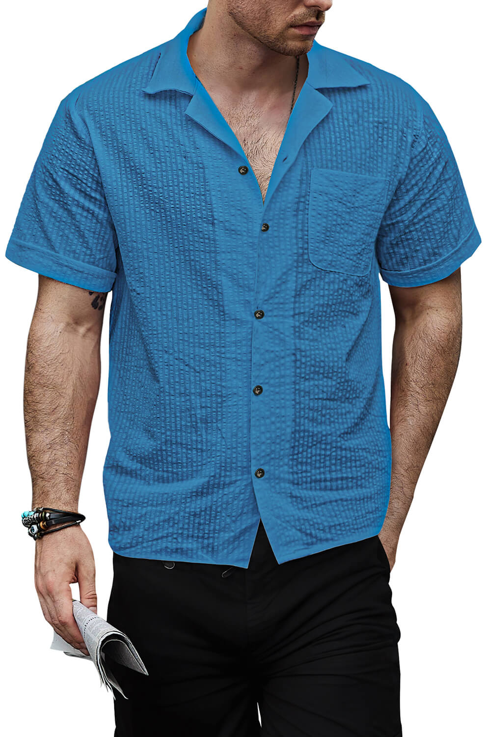Men's Summer Casual Button Up 100% Cotton Short Sleeve Beach Hawaiian Shirt