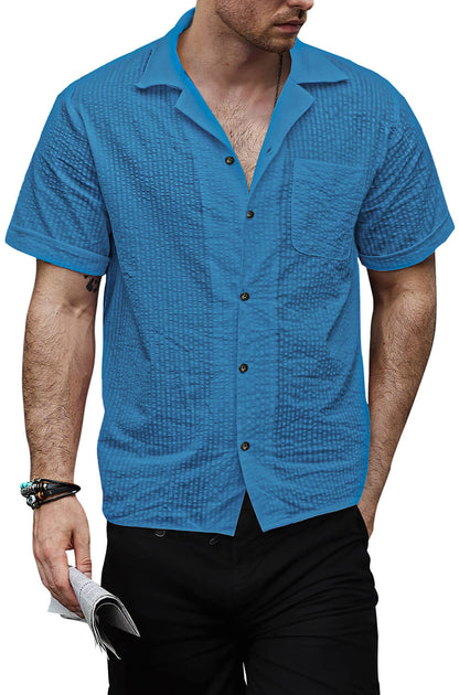 Men's Summer Casual Button Up 100% Cotton Short Sleeve Beach Hawaiian Shirt