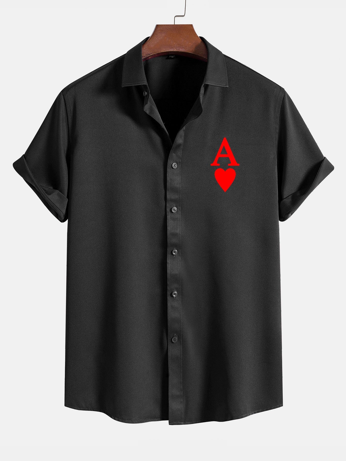 Poker Hearts Graphic Print Shirts