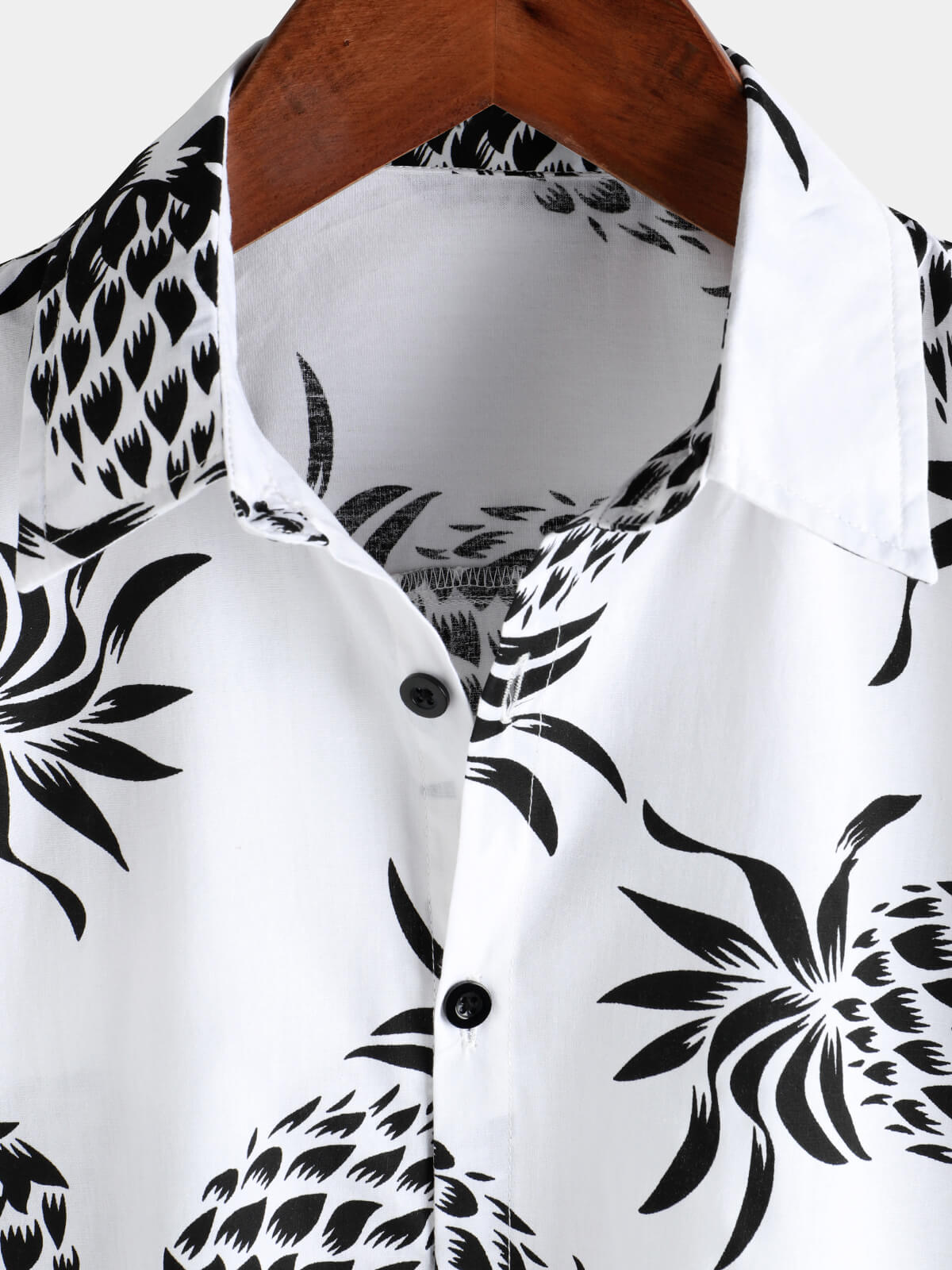 Men's Cotton Pineapple Print Summer Hawaiian Button Up Short Sleeve Shirt