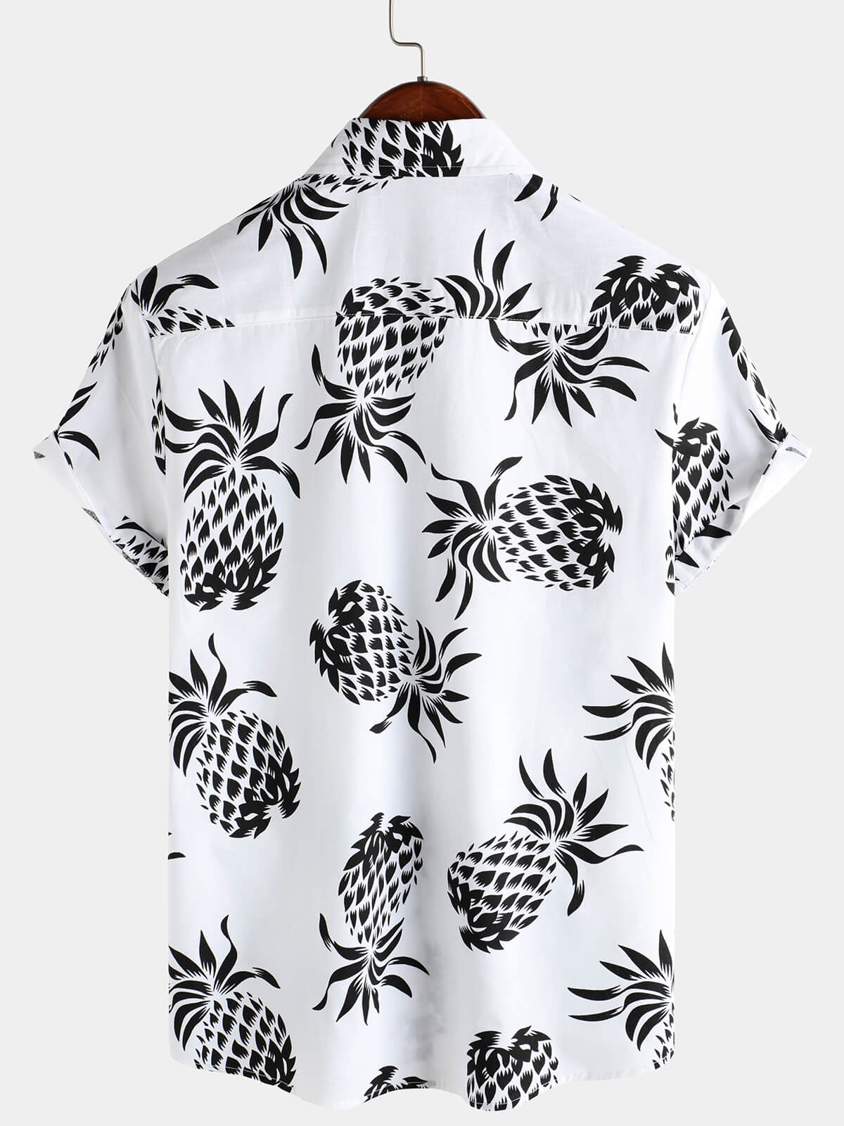 Men's Cotton Pineapple Print Summer Hawaiian Button Up Short Sleeve Shirt