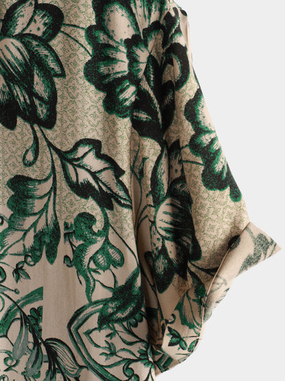Men's Floral Print Vintage Holiday Breathable Hawaiian Short Sleeve Shirt