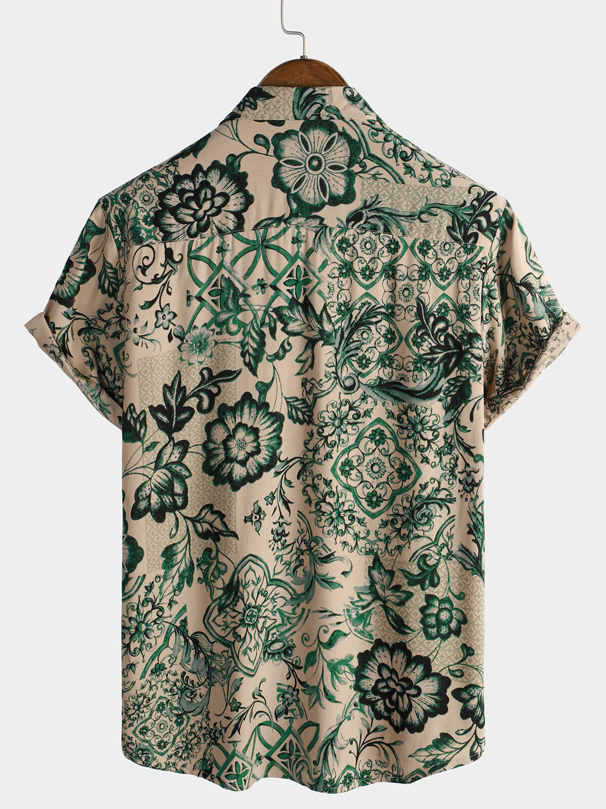Men's Floral Print Vintage Holiday Breathable Hawaiian Short Sleeve Shirt