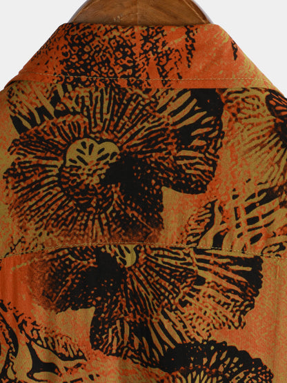 Men's Retro Floral Print Holiday Breathable Hawaiian Short Sleeve Shirt