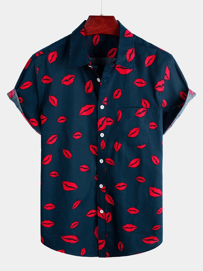 Men's Casual Holiday Pocket Short Sleeve Shirt