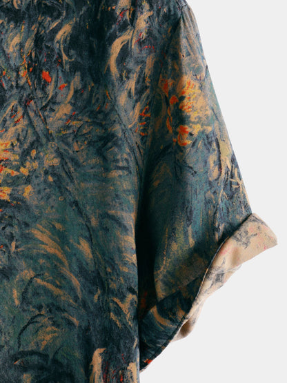 Men's Floral Print Vintage Holiday Breathable Hawaiian Short Sleeve Shirt