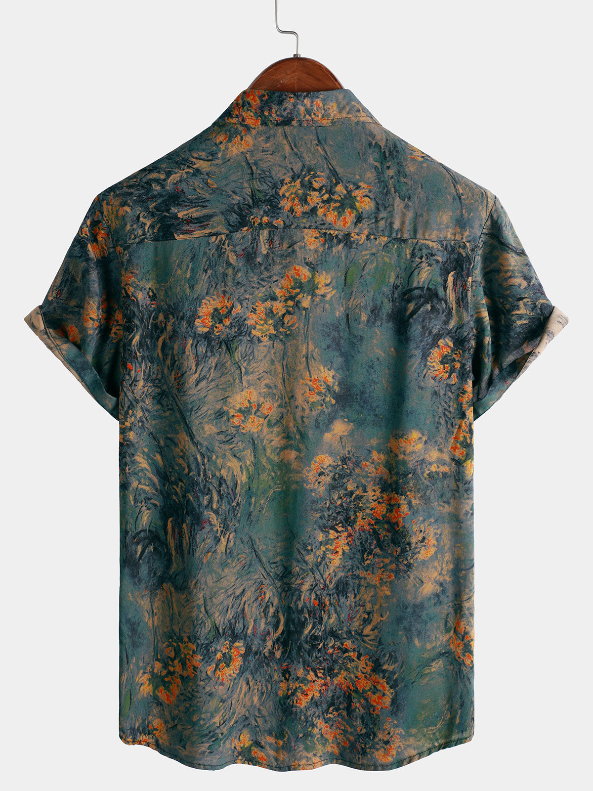 Men's Floral Print Vintage Holiday Breathable Hawaiian Short Sleeve Shirt