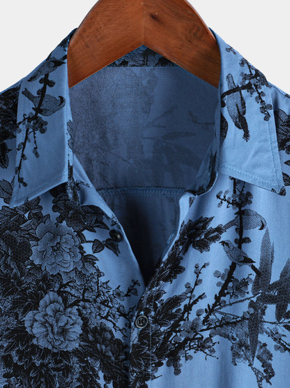 Men's Retro Holiday Breathable Flower Hawaiian Short Sleeve Shirt