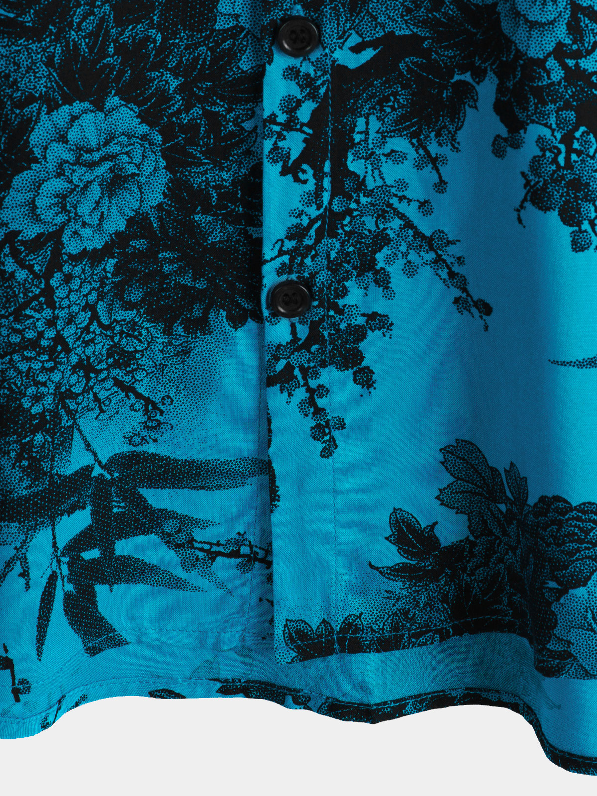 Men's Blue Retro Holiday Breathable Flower Hawaiian Short Sleeve Shirt