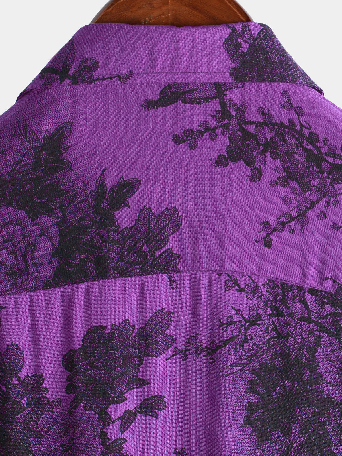 Men's Purple Retro Holiday Breathable Flower Hawaiian Short Sleeve Shirt