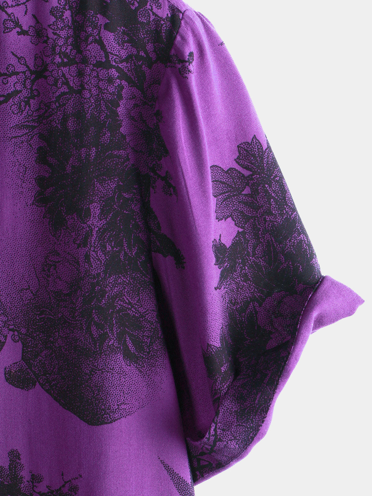 Men's Purple Retro Holiday Breathable Flower Hawaiian Short Sleeve Shirt
