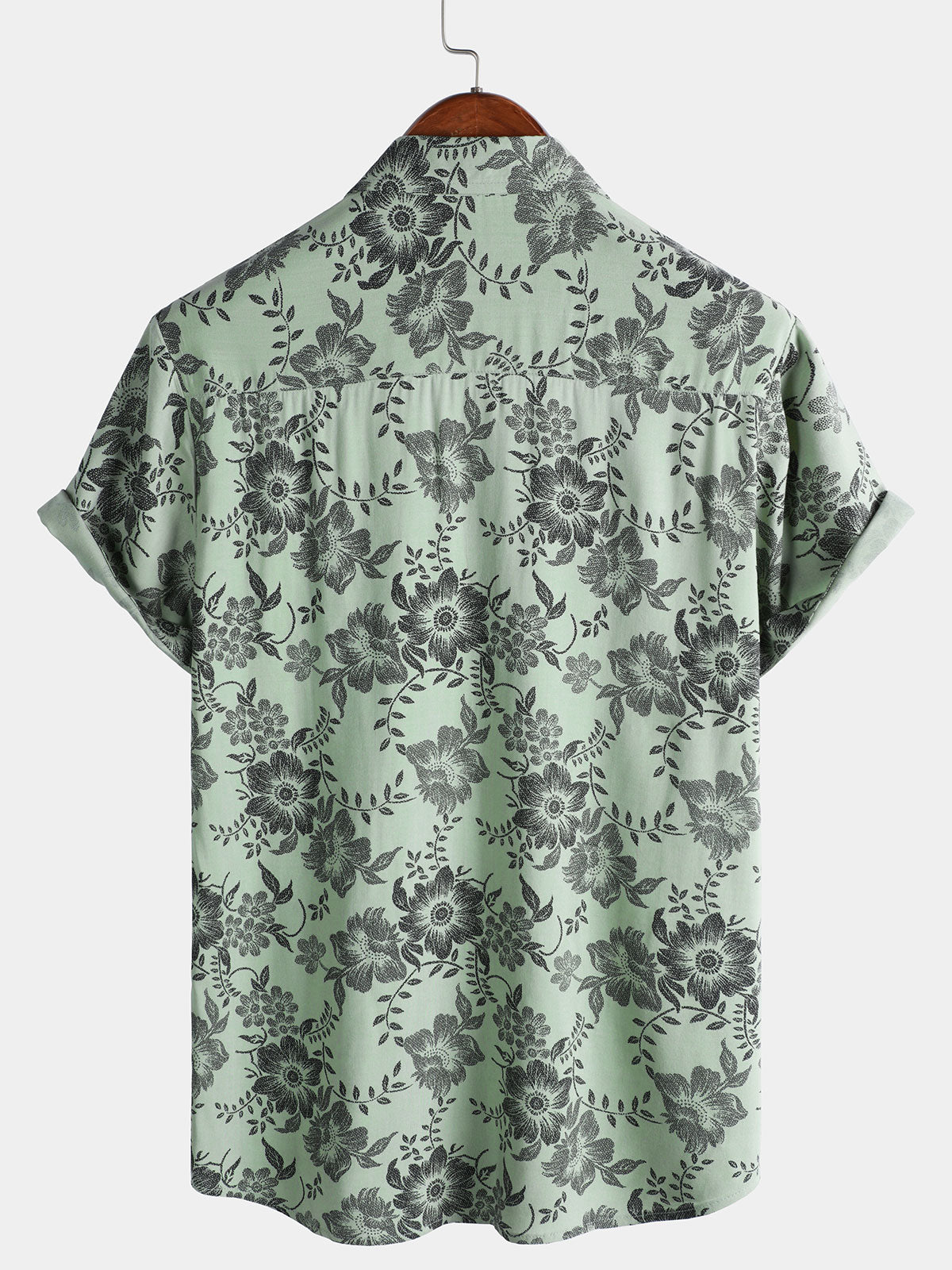 Men's Vintage Floral Print Holiday Hawaiian Short Sleeve Shirt