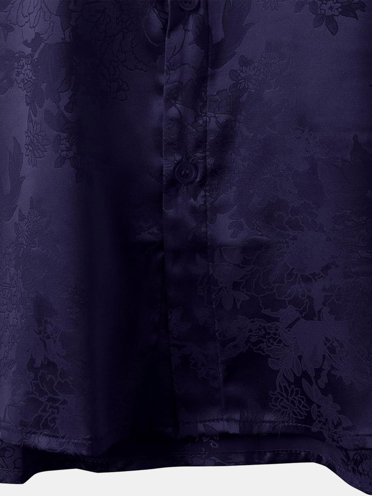 Men's Floral Jacquard Pocket Silky Satin Short Sleeve Shirt