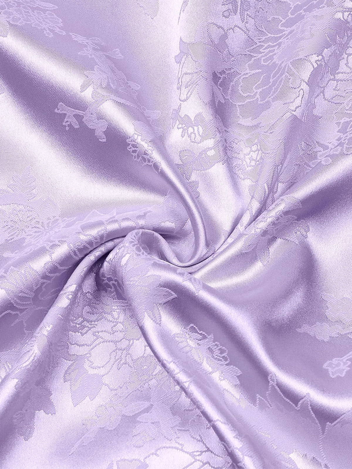 Men's Floral Jacquard Pocket Silky Satin Short Sleeve Shirt