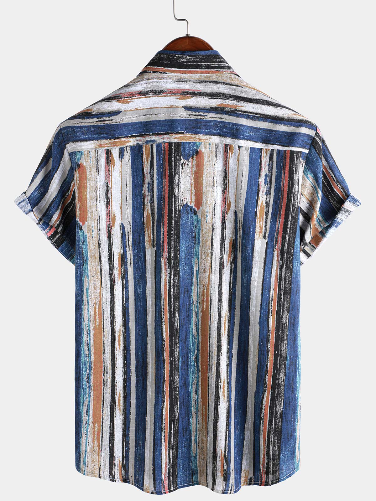 Men's Hawaiian Striped Short Sleeve Summer Shirt