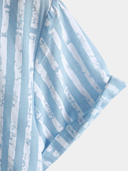 Men's Hawaiian Casual Striped Short Sleeve Summer Shirt