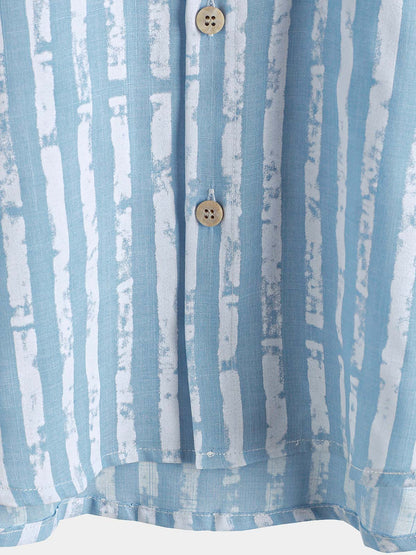 Men's Hawaiian Casual Striped Short Sleeve Summer Shirt