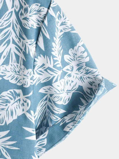 Men's Blue Tropical Short Sleeve Summer Hawaiian Shirt