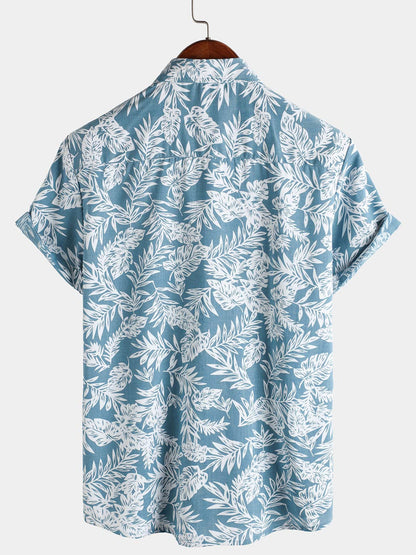 Men's Blue Tropical Short Sleeve Summer Hawaiian Shirt