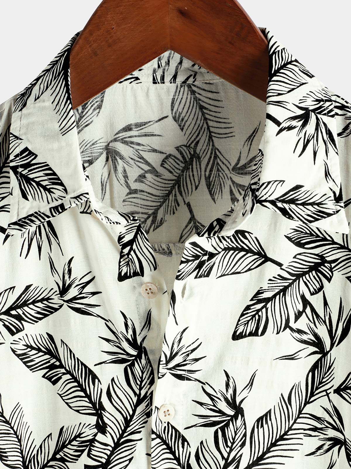 Men's Tropical Black Leaf Short Sleeve Summer Hawaiian Shirt
