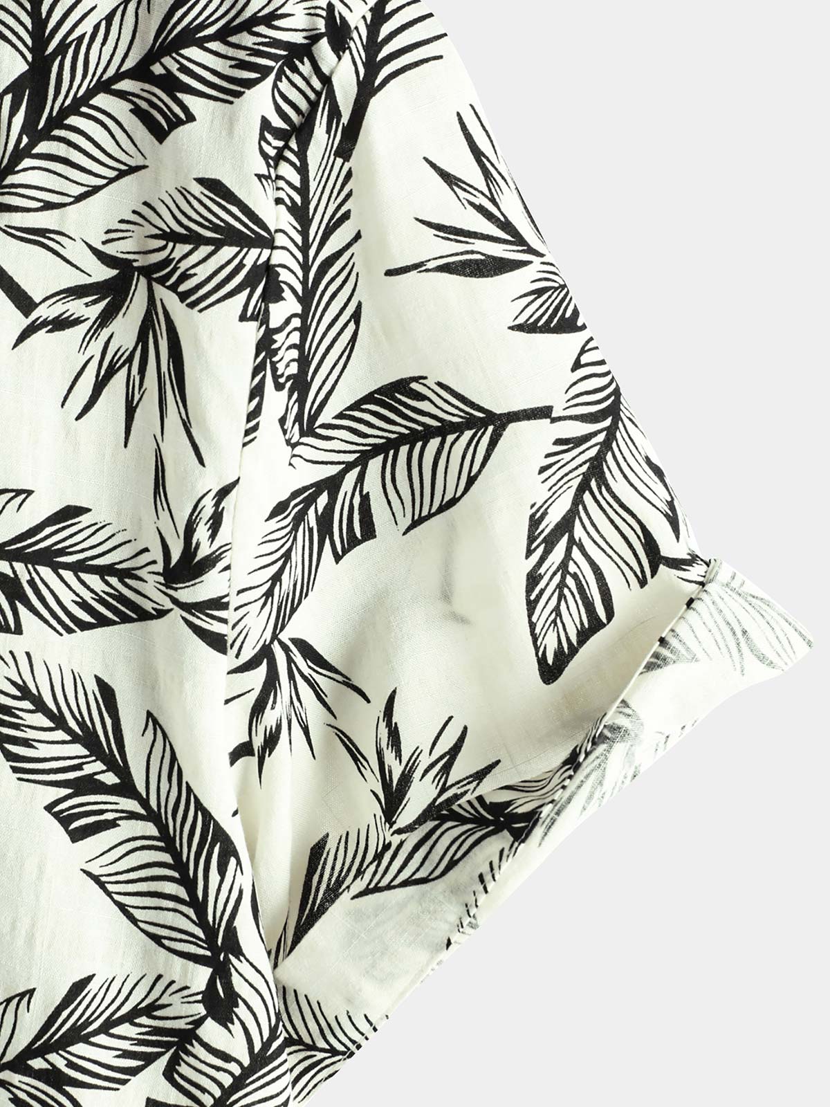 Men's Tropical Black Leaf Short Sleeve Summer Hawaiian Shirt