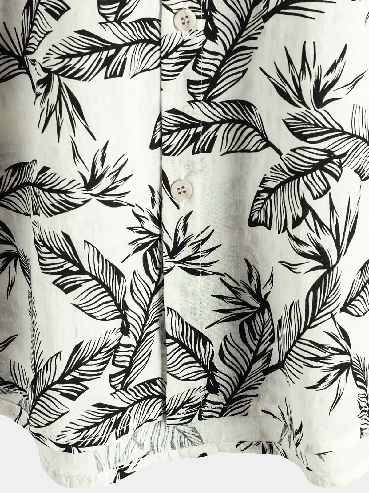 Men's Tropical Black Leaf Short Sleeve Summer Hawaiian Shirt