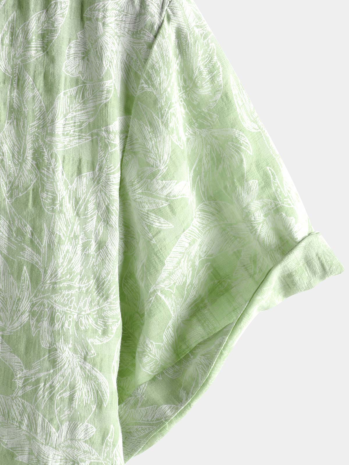 Men's Tropical Green Leaf Short Sleeve Summer Hawaiian Shirt