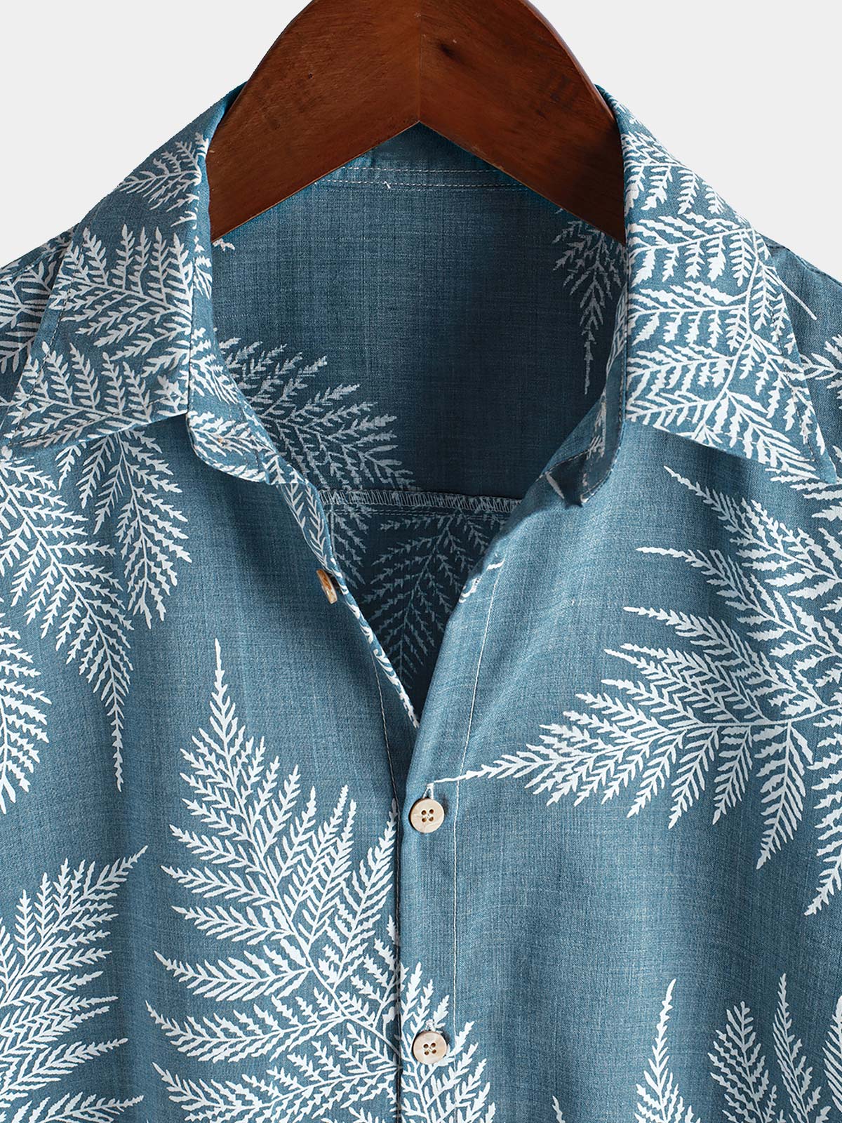 Men's Tropical Blue Button Up Short Sleeve Summer Shirt