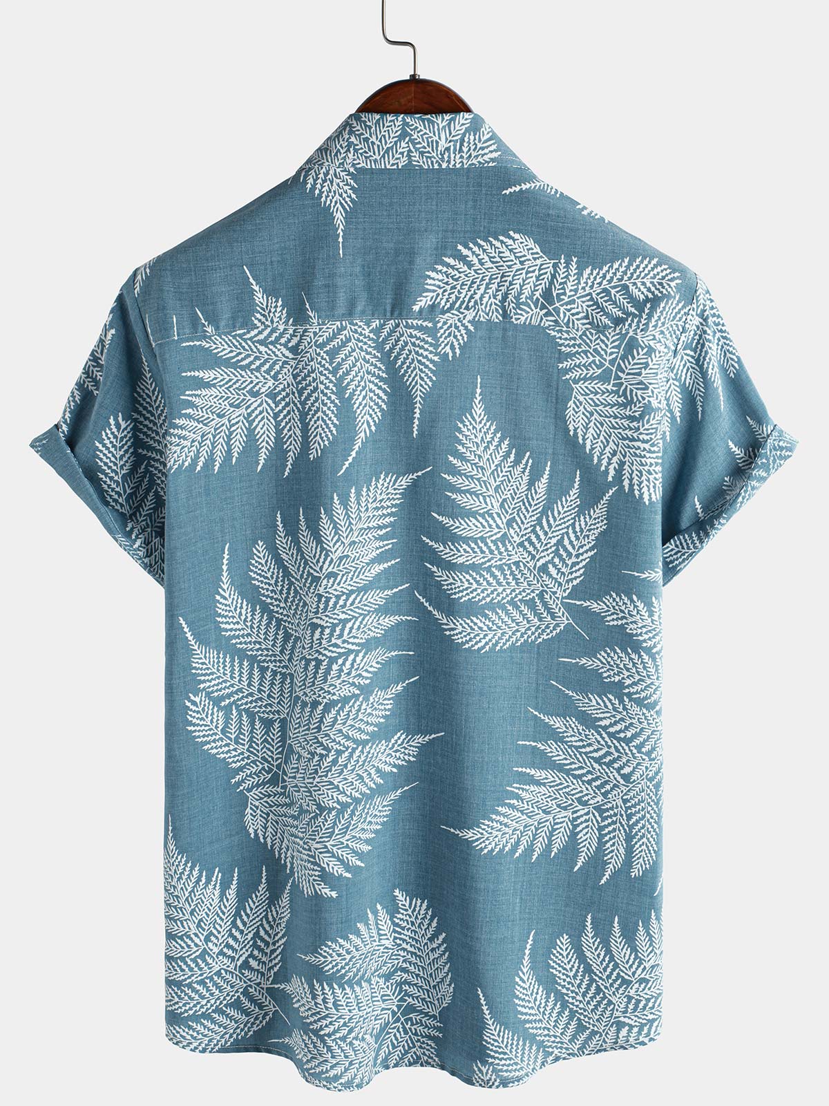 Men's Tropical Blue Button Up Short Sleeve Summer Shirt