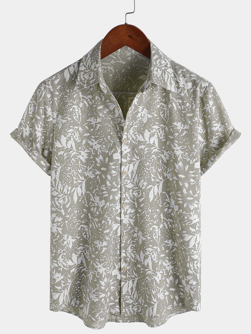 Men's Vintage Short Sleeve Summer Button Up Shirt