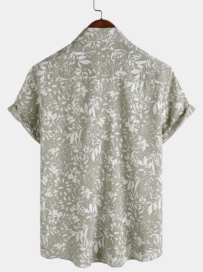 Men's Vintage Short Sleeve Summer Button Up Shirt