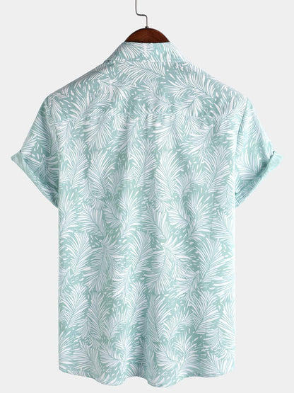 Men's Tropical Hawaiian Short Sleeve Summer Button Up Shirt