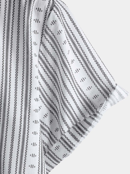 Men's Casual Striped Short Sleeve Summer Button Up Shirt