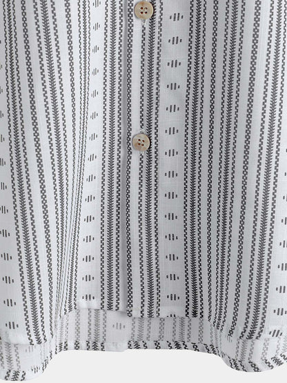 Men's Casual Striped Short Sleeve Summer Button Up Shirt