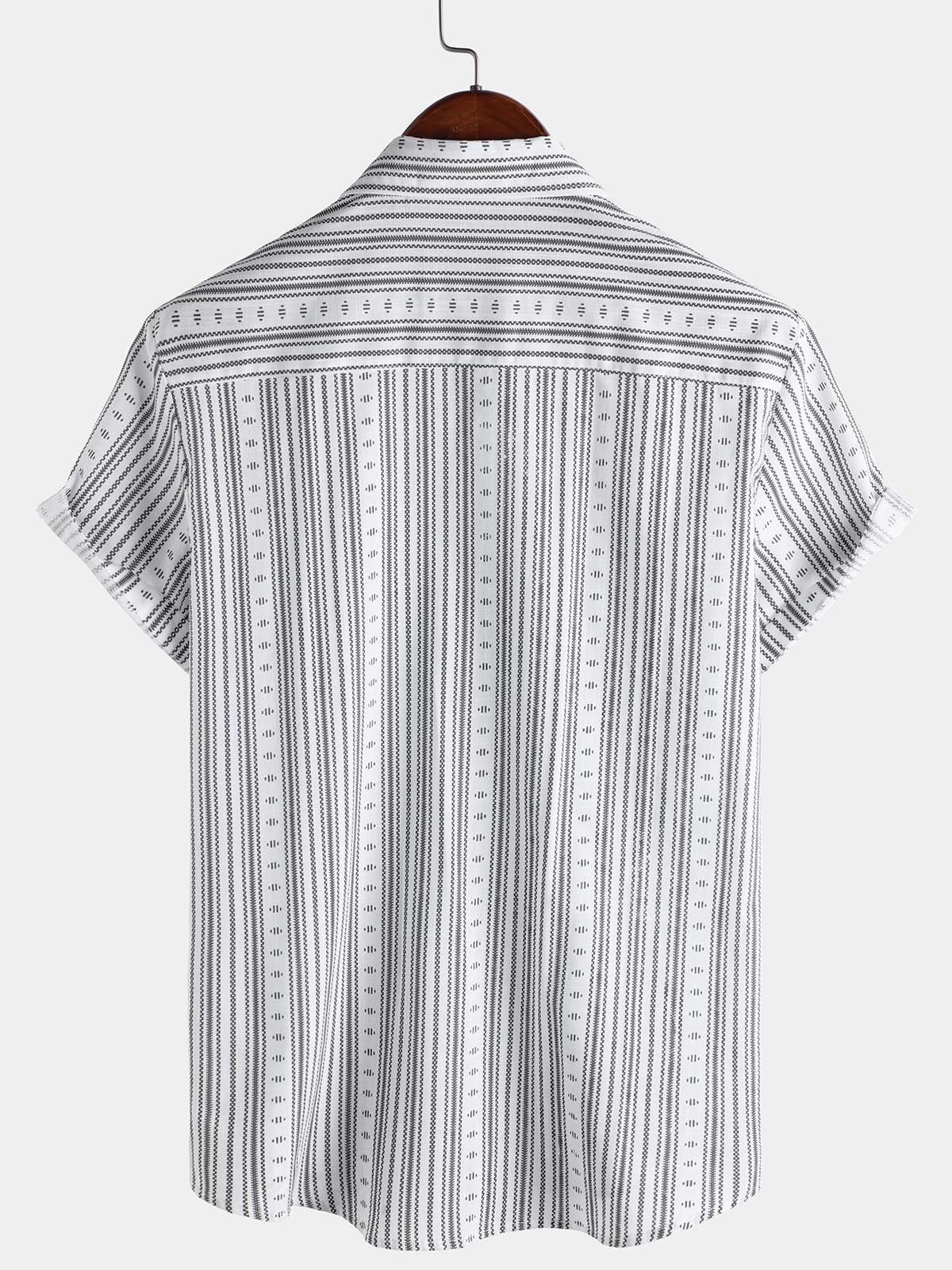 Men's Casual Striped Short Sleeve Summer Button Up Shirt