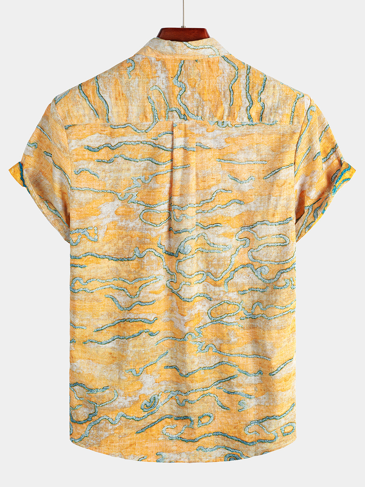 Men's Holiday Yellow Pocket Short Sleeve Shirt