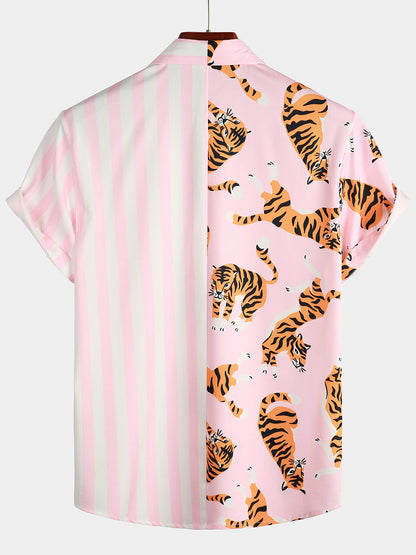 Men's Zebra & Striped Pocket Holiday Casual Shirt