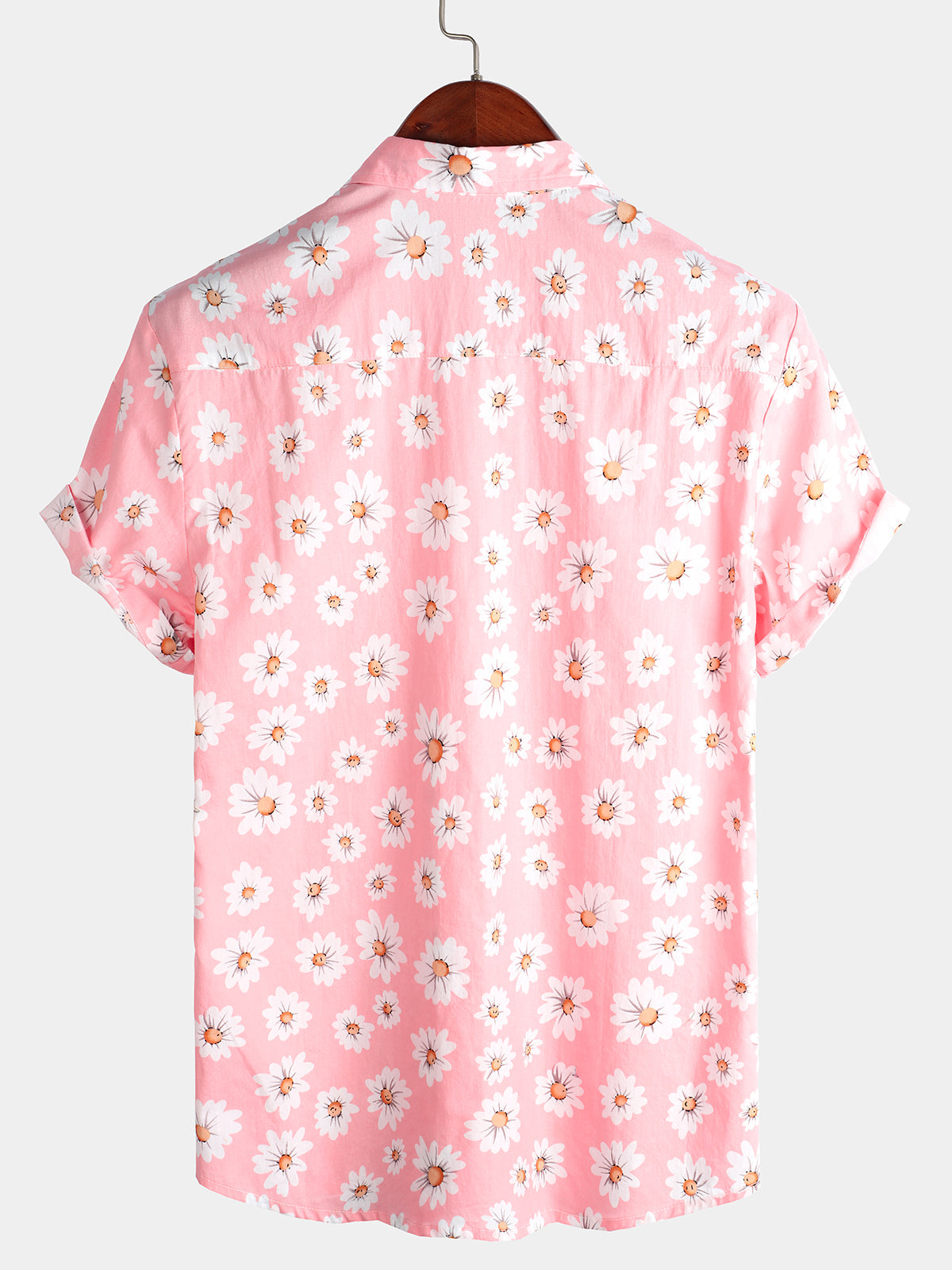 Men's Pink Daisy Hawaiian Short Sleeve Shirt