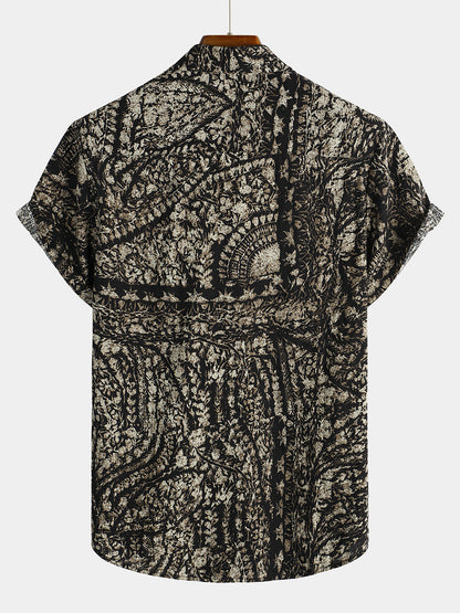 Men's Vintage 90s Abstract Print Short Sleeve Shirt