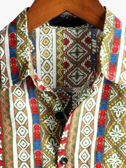 Men's Boho Short Sleeve Retro Shirt