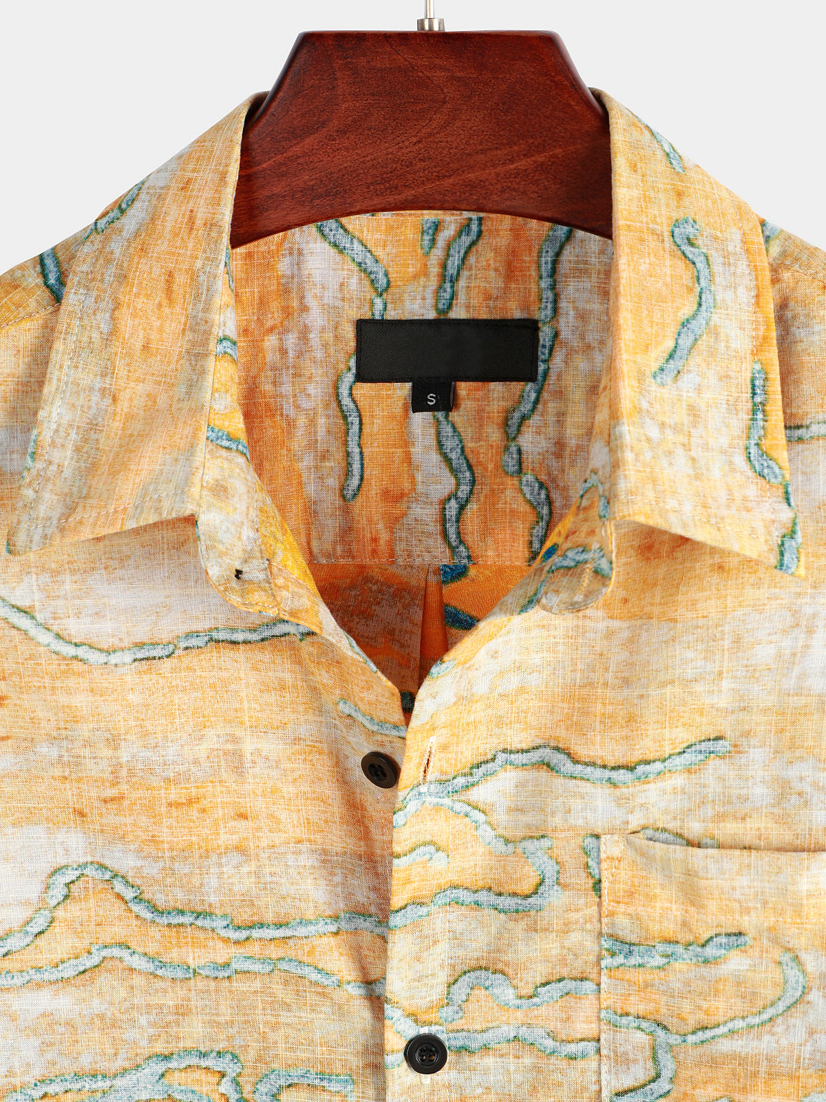 Men's Holiday Yellow Pocket Short Sleeve Shirt