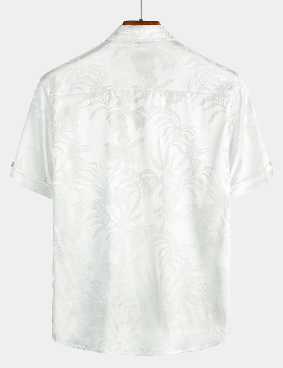 Men's Jacquard Vintage Elegant Button Up Pocket Short Sleeve Casual Shirt