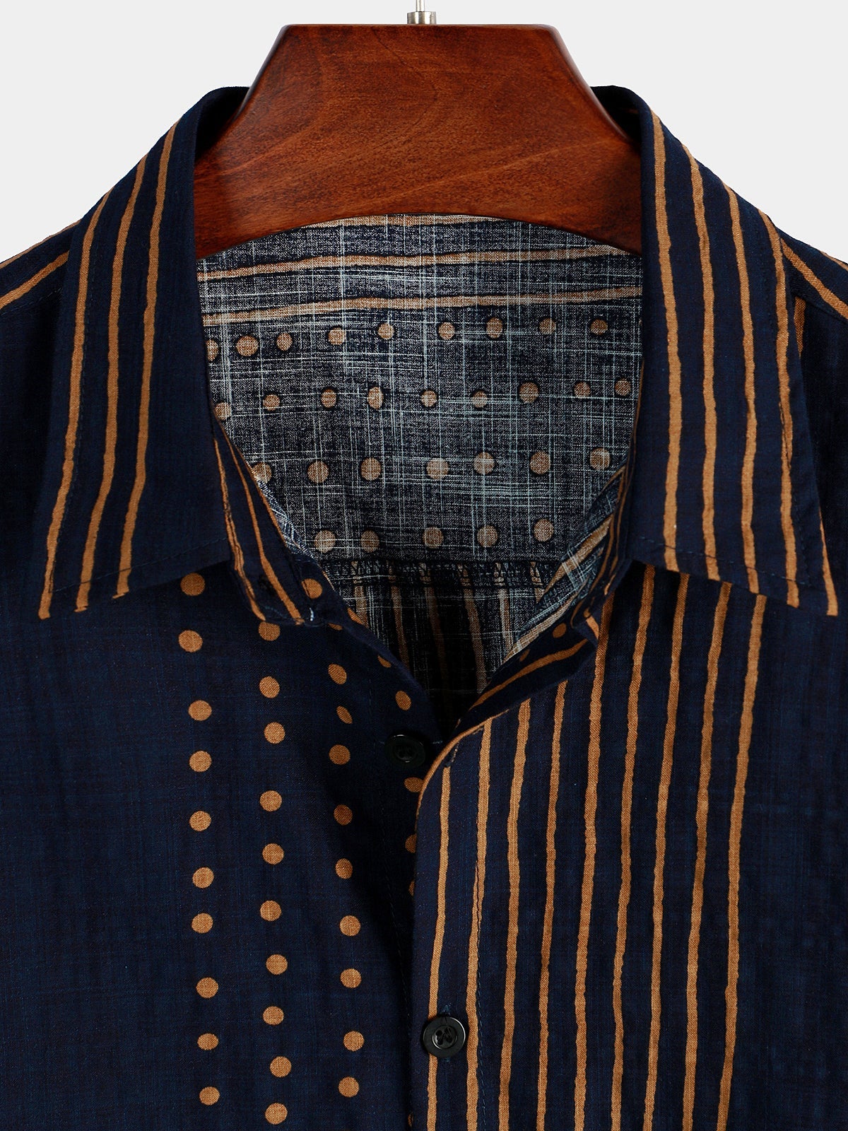 Men‘s Navy Blue Stripe Summer Short Sleeve Shirt