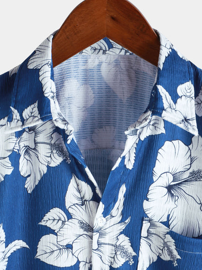 Men's Tropical Floral Print Hawaiian Short Sleeve Shirt