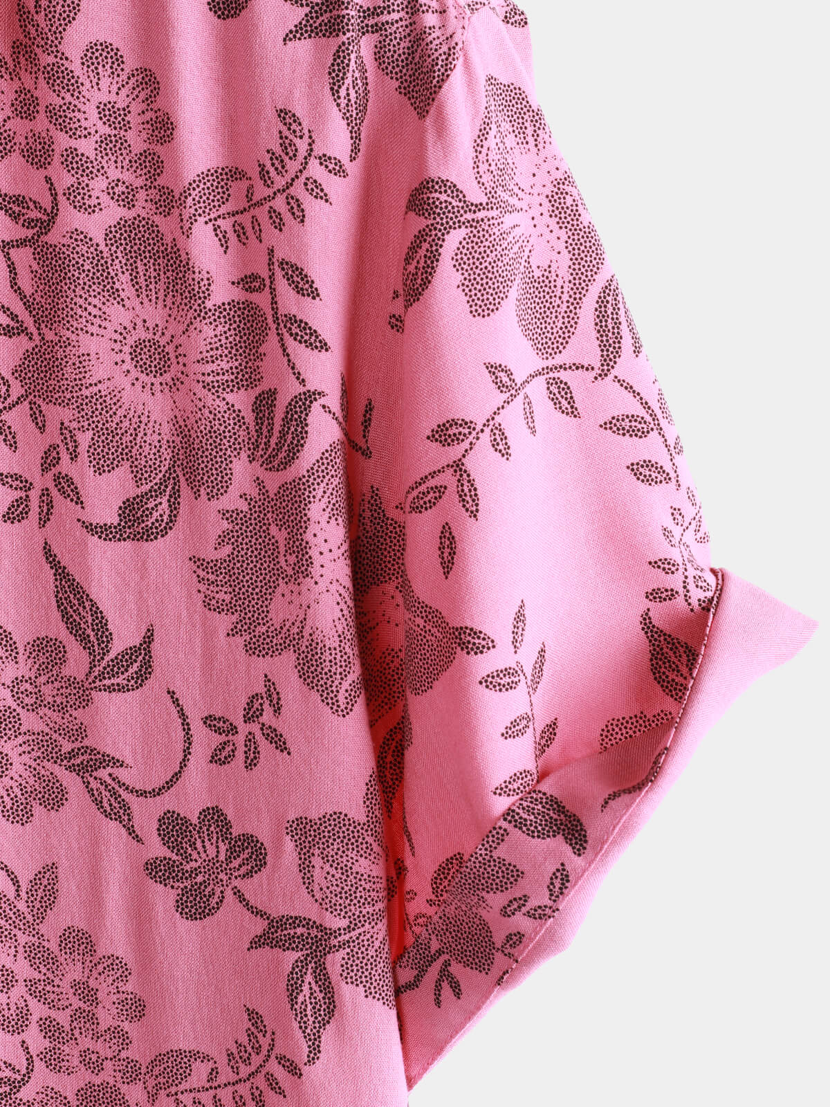 Men's Pink Floral Print Vintage Holiday Breathable Button Up Hawaiian Short Sleeve Shirt