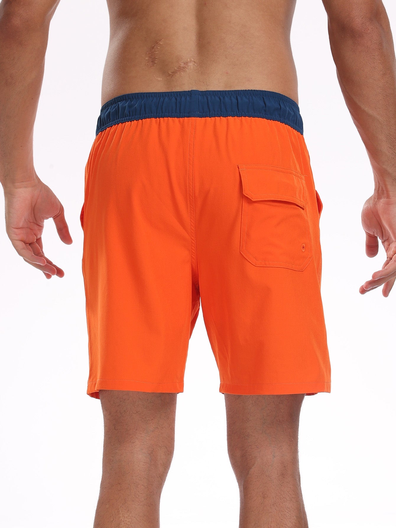 2 In 1 Solid Color Drawstring Swim Shorts With Pocket