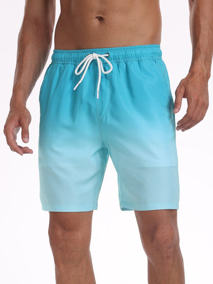 2 In 1 Drawstring Beach Swim Shorts With Pocket